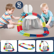 Load image into Gallery viewer, Glow in the Dark Flexible Race Track Set with Snap Together Pieces and a Detachable Body Car in 92 or 184 Pieces