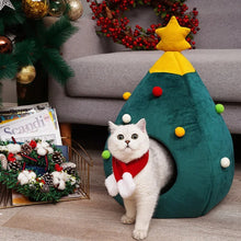 Load image into Gallery viewer, Christmas Tree Cat Bed – Cozy Heated Cat Tent for the Holidays