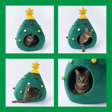 Load image into Gallery viewer, Christmas Tree Cat Bed – Cozy Heated Cat Tent for the Holidays
