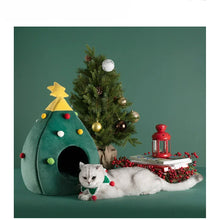 Load image into Gallery viewer, Christmas Tree Cat Bed – Cozy Heated Cat Tent for the Holidays
