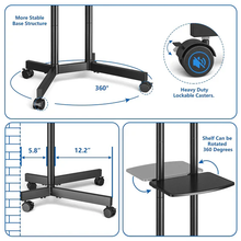 Load image into Gallery viewer, Rolling Tv Stand Mobile Cart With Shelf