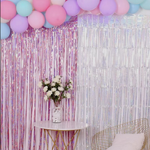 Load image into Gallery viewer, Pink Metallic Foil Fringe Curtain Backdrop Set for Parties and Events
