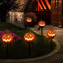 Load image into Gallery viewer, Solar Pumpkin Pathway Lights with Warm White LED and Automatic Dusk Sensor