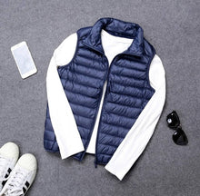 Load image into Gallery viewer, Down Vest with Full Zip Closure and Stand Up Collar for Men