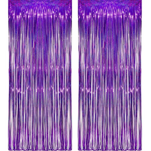 Load image into Gallery viewer, Pink Metallic Foil Fringe Curtain Backdrop Set for Parties and Events