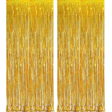 Load image into Gallery viewer, Pink Metallic Foil Fringe Curtain Backdrop Set for Parties and Events