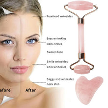 Load image into Gallery viewer, 2Pc Gua Sha Facial Stone and Jade Roller