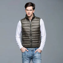 Load image into Gallery viewer, Down Vest with Full Zip Closure and Stand Up Collar for Men