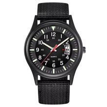 Load image into Gallery viewer, Quartz Watch with Date Display and Luminous Hands, Water Resistant Nylon Band