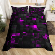 Load image into Gallery viewer, Geomatrix Duvet Cover Set, 3D Grid Print Bedding