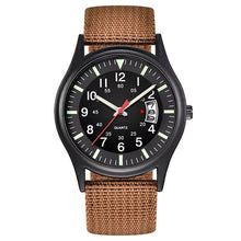 Load image into Gallery viewer, Quartz Watch with Date Display and Luminous Hands, Water Resistant Nylon Band