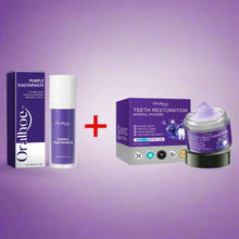 Load image into Gallery viewer, Purple Teeth Whitening Toothpaste and Powder Set