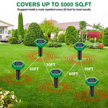 Load image into Gallery viewer, Solar Ultrasonic Mole Repellent Stakes Pack of 4 for Lawns and Garden Beds