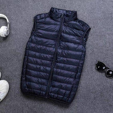 Load image into Gallery viewer, Down Vest with Full Zip Closure and Stand Up Collar for Men