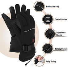 Load image into Gallery viewer, Rechargeable Heated Winter Gloves with Touchscreen Fingertips and Wrist Straps for Cold Weather