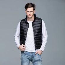 Load image into Gallery viewer, Down Vest with Full Zip Closure and Stand Up Collar for Men