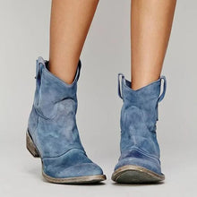 Load image into Gallery viewer, Womens Slip On Western Ankle Boots with Distressed Suede Look and Rubber Sole