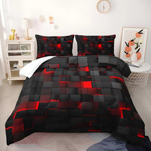 Load image into Gallery viewer, Geomatrix Duvet Cover Set, 3D Grid Print Bedding