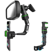 Load image into Gallery viewer, Rearview Mirror Phone Holder with 360 Degree Rotation and Silicone Grip for 4 to 6.5in Phones