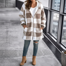 Load image into Gallery viewer, Women Oversized Hoodie Plaid Loose Overcoat