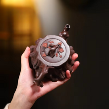 Load image into Gallery viewer, Yixing Handmade Purple Clay Teapot with Painted Plum Blossom Design