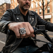 Load image into Gallery viewer, Grim Reaper Skull Ring for Men, Stainless Steel Punk Biker Jewelry