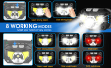 Load image into Gallery viewer, Rechargeable LED Headlamp with Motion Sensor 2 Pack