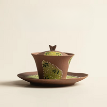 Load image into Gallery viewer, Hand Painted Daisy Patchwork Clay Gaiwan Tea Set