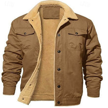 Load image into Gallery viewer, Trucker Jacket with Plush Lining and Fold Down Collar, Four Pockets