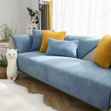 Load image into Gallery viewer, Plush Lamb Wool Sofa Cover, Soft Non Slip Cushion Protector for Modern Living Rooms