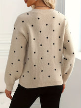 Load image into Gallery viewer, Womens Polka Dot Crew Neck Sweater with Soft Warm Knit and Relaxed Fit in Khaki or Gray