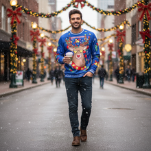 Load image into Gallery viewer, Reindeer and Snowman 3D Print Mens Long Sleeve Christmas Sweatshirt