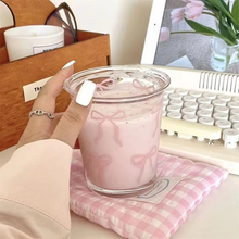 Load image into Gallery viewer, Elegant Pink Bow Glass Cup with Handle, Heat-Resistant High Borosilicate Dessert Bowl