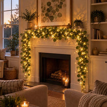 Load image into Gallery viewer, Light Up Olive Vine with Fairy Lights Among Leaves for Mantels Shelves and Mirrors