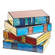 Load image into Gallery viewer, Stained Glass Table Lamp with Stacked Book Design and Warm Diffused Lighting