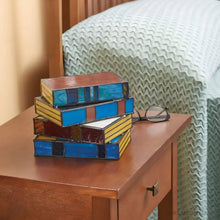 Load image into Gallery viewer, Stained Glass Table Lamp with Stacked Book Design and Warm Diffused Lighting