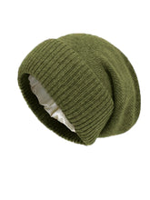 Load image into Gallery viewer, Cashmere Satin Lined Knit Beanie Hat
