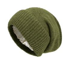 Load image into Gallery viewer, Cashmere Satin Lined Knit Beanie Hat