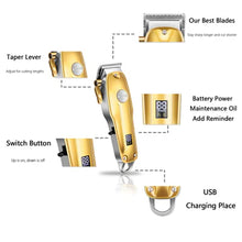 Load image into Gallery viewer, Professional Hair Clippers for men gold Set | Gold Hair Clippers Cordless