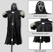 Load image into Gallery viewer, Screaming Ghost Scarecrow with Flowing Robe and Adjustable Pole for Halloween Yards