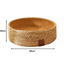 Load image into Gallery viewer, Comfortable hand-woven rattan cat bed, a natural pet home where cats can relax and scratch.