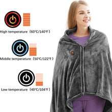 Load image into Gallery viewer, Electric Heated Shawl Blanket with Three Heat Levels and Zipper, Machine Washable