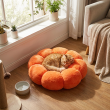 Load image into Gallery viewer, Plush Flower Pet Bed with Raised Petal Rim and Polyester Fill