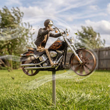 Load image into Gallery viewer, Motorrad-Windrad mit Skelett-Fahrer für Garten - Zorenza