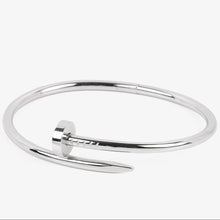 Load image into Gallery viewer, Silver Nail-Inspired Cuff Bracelet, Polished Minimalist Design