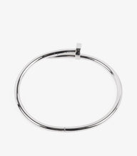 Load image into Gallery viewer, Silver Nail-Inspired Cuff Bracelet, Polished Minimalist Design