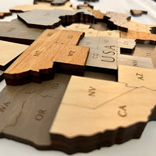Load image into Gallery viewer, Handmade Wooden World Map Wall Art with Flag Push Pins – Home & Office Travel Decor