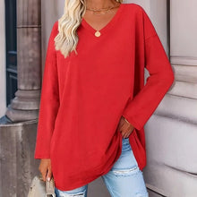 Load image into Gallery viewer, Trendy long-sleeved shirt with V-neck for comfort