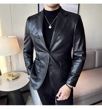 Load image into Gallery viewer, Men's leather blazer with buttons