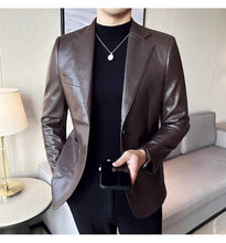 Load image into Gallery viewer, Men's leather blazer with buttons
